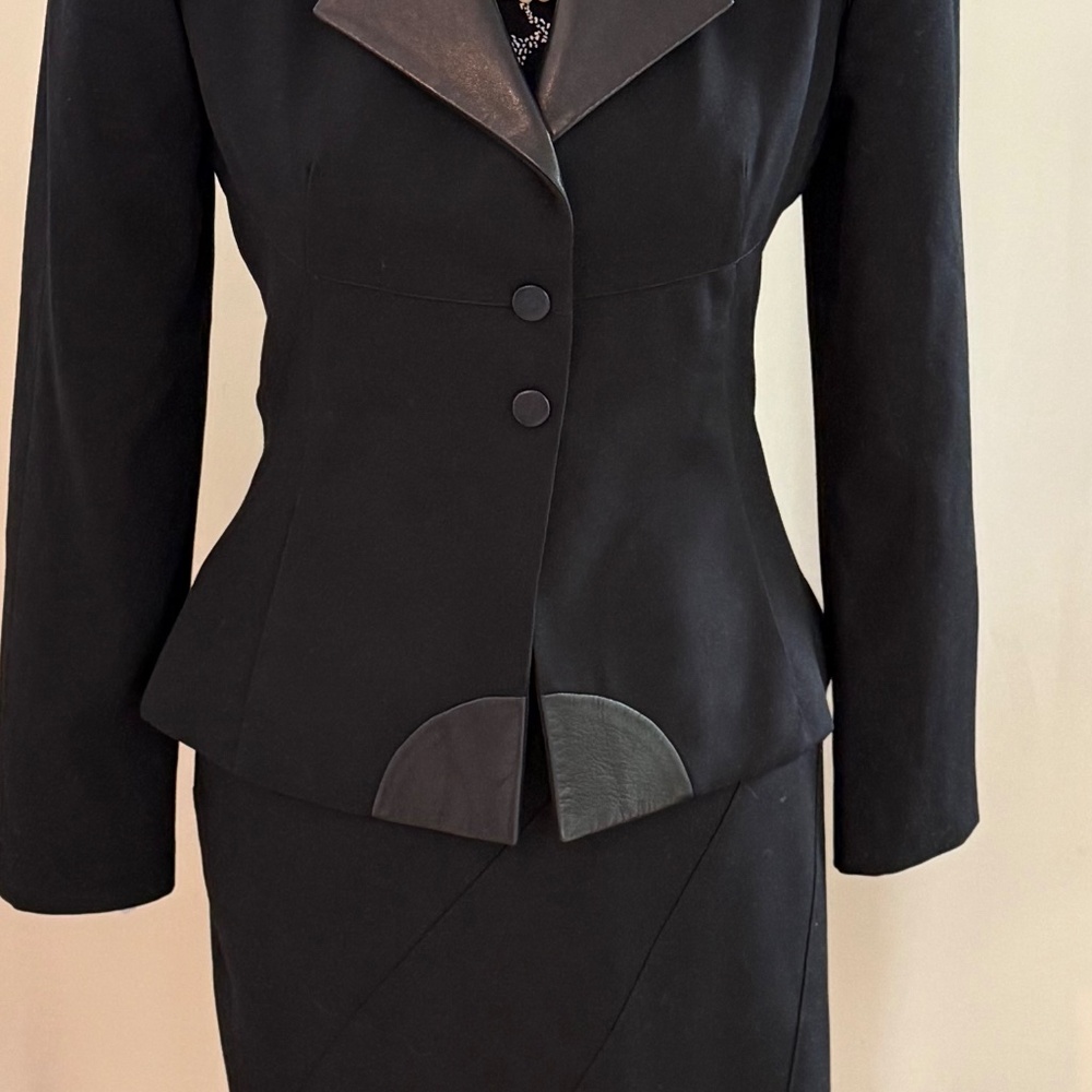 VTG 90's Karl Lagerfeld Leather and Wool Sexy Power Suit: Hourglass Silhouette
